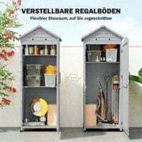 Gartenschrank hoch mit verstellbarer Ablage und Belüftung Holz