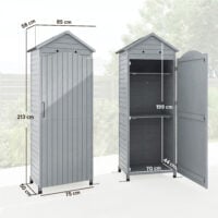 Gartenschrank hoch mit verstellbarer Ablage und Belüftung Holz