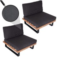 2er Set Gartensessel Akazie FSC mit dunkelgrauen Polstern