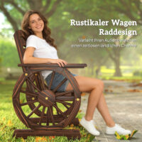 Gartenstuhl Gartensessel Landhausstil mit Wagenrad rustikal Holz