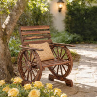 Gartenstuhl Gartensessel Landhausstil mit Wagenrad rustikal Holz