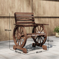 Gartenstuhl Gartensessel Landhausstil mit Wagenrad rustikal Holz