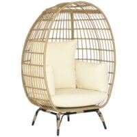 Gartensessel Rattanoptik mit Sitzkissen und Aluminiumrahmen khaki