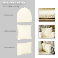 Gartensessel Rattanoptik mit Sitzkissen und Aluminiumrahmen khaki