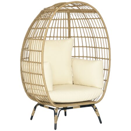 Gartensessel Rattanoptik mit Sitzkissen und Aluminiumrahmen khaki