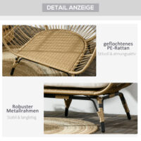 Gartensessel Rattanoptik mit Sitzkissen und Aluminiumrahmen khaki