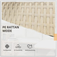 Gartensitzgruppe Loungemöbel Set Outdoor Rattan natur cremeweiss