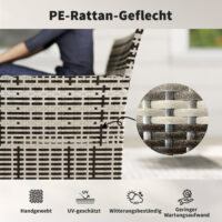 Gartensofa 2-Sitzer Rattan mit Polster Outdoor hellgrau