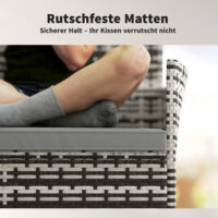 Gartensofa 2-Sitzer Rattan mit Polster Outdoor hellgrau