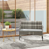 Gartensofa 2-Sitzer Rattan mit Polster Outdoor hellgrau