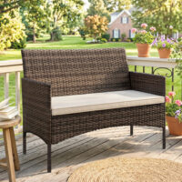 Gartensofa 2-Sitzer Rattan wetterfest mit Polster für Outdoor