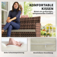 Gartensofa 2-Sitzer Rattan wetterfest mit Polster für Outdoor