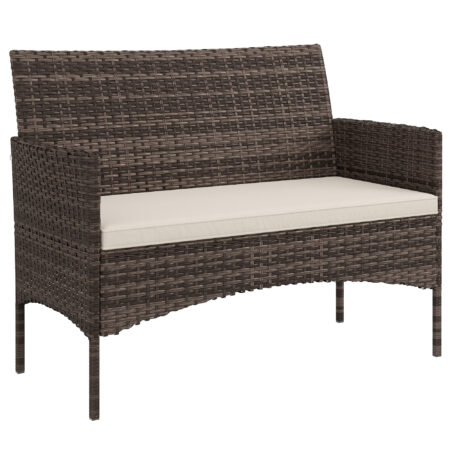 Gartensofa 2-Sitzer Rattan wetterfest mit Polster für Outdoor