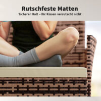 Gartensofa 2-Sitzer Rattan wetterfest mit Polster für Outdoor