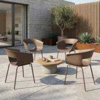 Gartenstühle 4er Set wetterfest ergonomisch mit Armlehne für Balkon
