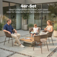 Gartenstühle 4er Set wetterfest ergonomisch mit Armlehne für Balkon