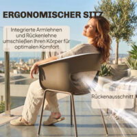 Gartenstühle 4er Set wetterfest ergonomisch mit Armlehne für Balkon