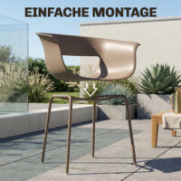 Gartenstühle 4er Set wetterfest ergonomisch mit Armlehne für Balkon
