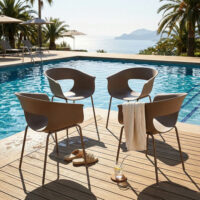 Gartenstühle 4er Set wetterfest ergonomisch mit Armlehne für Balkon