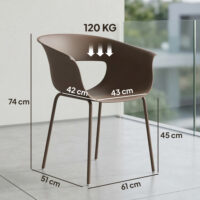 Gartenstühle 4er Set wetterfest ergonomisch mit Armlehne für Balkon