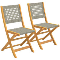 Gartenstühle klappbar 2er Set aus Massivholz und Polyrattan