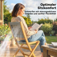 Gartenstühle klappbar 2er Set aus Massivholz und Polyrattan