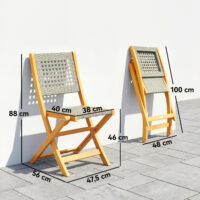 Gartenstühle klappbar 2er Set aus Massivholz und Polyrattan