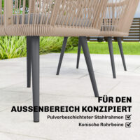 Gartenstuhl 2er Set wetterfest mit Armlehne und Sitzkissen hellgrau