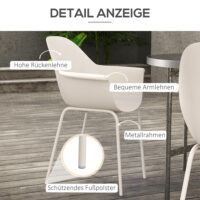 Gartenstuhl 4er-Set, stapelbar, belastbar bis 120 kg, Farbe Grau.