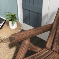 Gartenstuhl aus Holz im Adirondack-Stil, 83x68x101 cm, Farbe Braun.