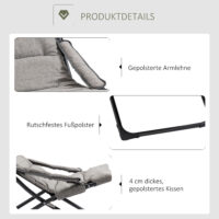 Gartenstuhl klappbar wetterfest mit Auflage bis 120kg Metall