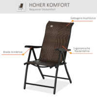 Gartenstuhl Polyrattan klappbar verstellbar wetterfest braun schwarz