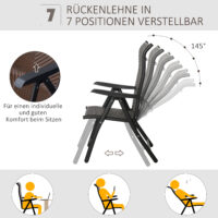 Gartenstuhl Polyrattan klappbar verstellbar wetterfest braun schwarz