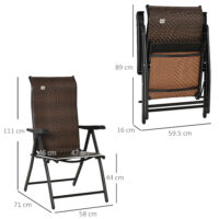 Gartenstuhl Polyrattan klappbar verstellbar wetterfest braun schwarz