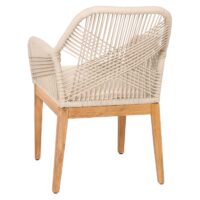 Gartenstuhl Outdoor wetterfest Seilgeflecht Akazie beige Kissen creme-weiss
