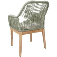 Gartenstuhl Outdoor wetterfest Seilgeflecht Akazie grün Kissen creme