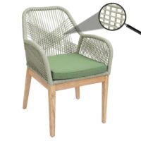 Gartenstuhl Outdoor wetterfest Seilgeflecht Akazie grün Kissen grün