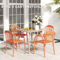 Gartenstuhl Set wetterfest stapelbar mit Armlehne Kunststoff