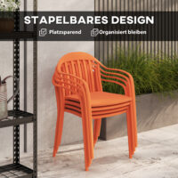 Gartenstuhl Set wetterfest stapelbar mit Armlehne Kunststoff