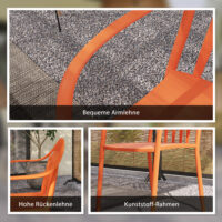 Gartenstuhl Set wetterfest stapelbar mit Armlehne Kunststoff