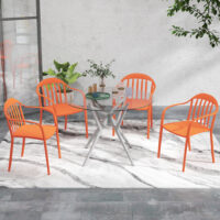 Gartenstuhl Set wetterfest stapelbar mit Armlehne Kunststoff