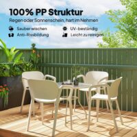 Gartenstuhl Set wetterfest stapelbar mit Armlehne 4 Stück Kunststoff
