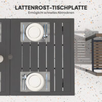 Gartentisch wetterfest mit Schirmloch 150x90cm Stahl schwarz