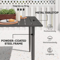 Gartentisch wetterfest mit Schirmloch 150x90cm Stahl schwarz