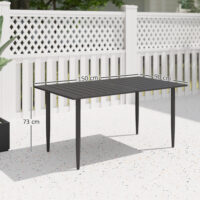 Gartentisch wetterfest mit Schirmloch 150x90cm Stahl schwarz