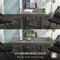 Gartentisch wetterfest für Garten und Terrasse 162x80x75cm grau