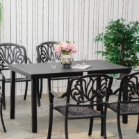 Gartentisch Esstisch wetterfest für 6 Personen Aluminium schwarz