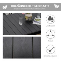 Gartentisch Esstisch wetterfest für 6 Personen Aluminium schwarz
