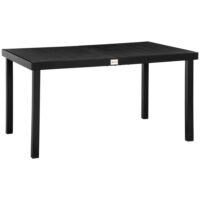 Gartentisch Esstisch wetterfest für 6 Personen Aluminium schwarz
