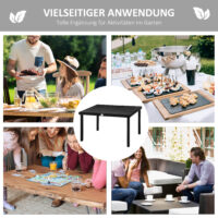 Gartentisch Esstisch wetterfest für 6 Personen Aluminium schwarz